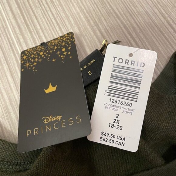 NWT Torrid Disney Snow White and the Seven Dwarfs Sweatshirt Size 2X Green - Picture 11 of 16